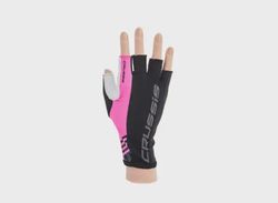 Crussis rukavice černá/růžová fluo