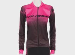 Crussis dámský cyklistický dres dlouhý rukáv černá/růžová